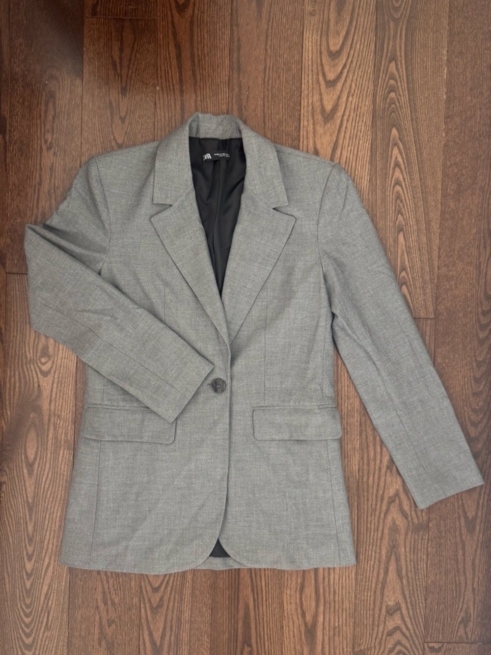 Gray Single-Button Oversized Blazer